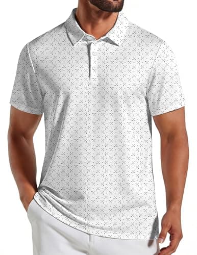 COOFANDY Men's Golf Polo Shirts Short Sleeve Quick Dry Performance Moisture Wicking Golf Shirts Casual Print Collared Shirt