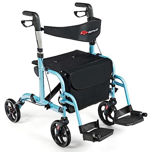 GOPLUS 2 in 1 Rollator Walkers...le for Adults, Aluminium Frame