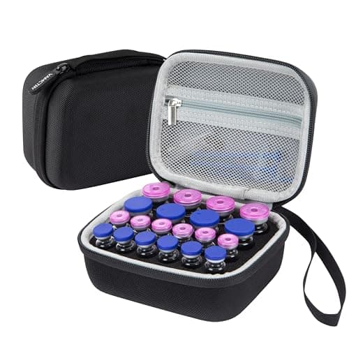 Vamctry Peptide Case for Fridge, 20 Slots Insulin Vial Protector Organizer Bag, Peptide Vial Storage Case for 1ml 3ml 5ml 10ml Vials, Diabetes Medication Vial Holder for Home and Travel
