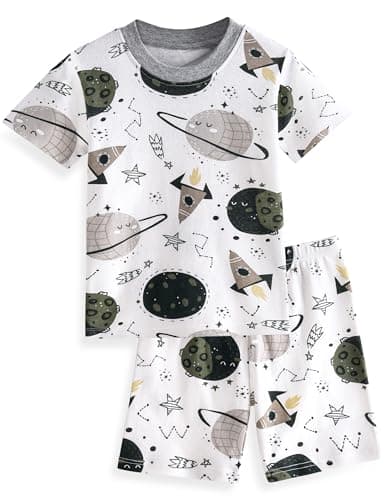 Yoofoss Toddler Pajamas Organic Cotton Baby Girl Boy Pajamas Summer Short Sleeve Kids Clothes Snug Fit Pjs Set 2 Piece