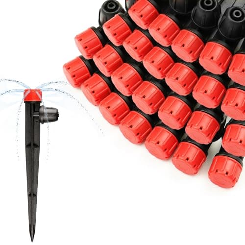 Gardrip 25 Pieces Drip Emitters Stream with Stake for 1/4" Irrigation Tubing: Adjustable 360 Degree Water Flow Irrigation Universal Sprayer Drip Pipe Sprinklers Fittings for Garden Watering System