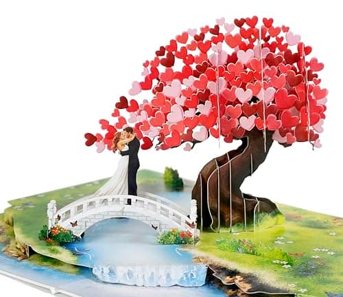 CUT POPUP.COM Anniversary Card, 3D Pop Up Greeting Love Tree Cards for Her, Wife, Girfriend, Daughter, Couple