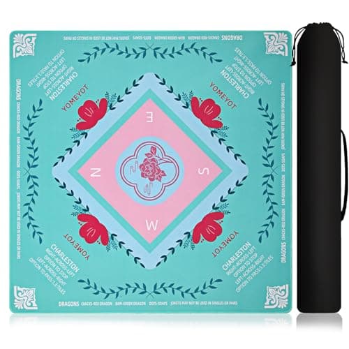 YOMEYOT Mahjong Mat for Table Noise Reduction Non Slip Mahjong Table Mat for Playing American Mahjong,Card, Blackjack Poker,Board Games 31.5"x31.5" Size