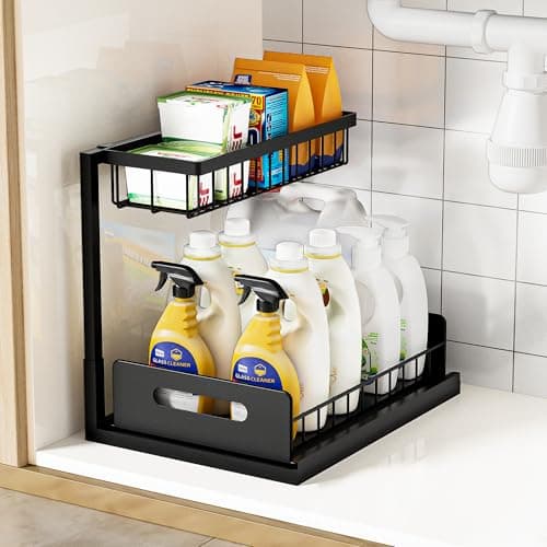 VUSIGN Under Kitchen Sink Orga...ganization Shelf, 1 Pack Black