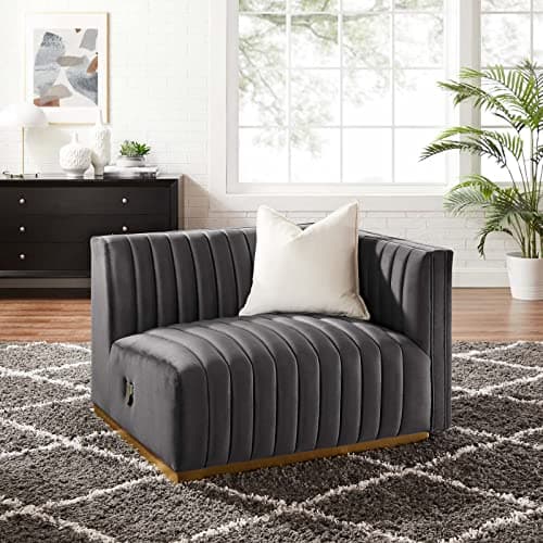 Modway Conjure Channel Tufted ...a Right-Arm Chair in Gold Gray