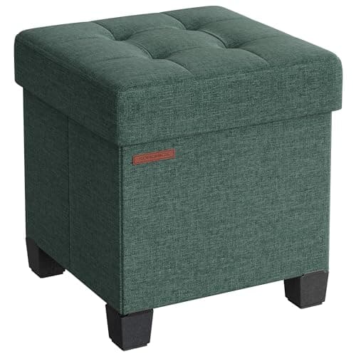 SONGMICS Storage Ottoman, Smal..., Dorm, Retro Green ULSF014C01
