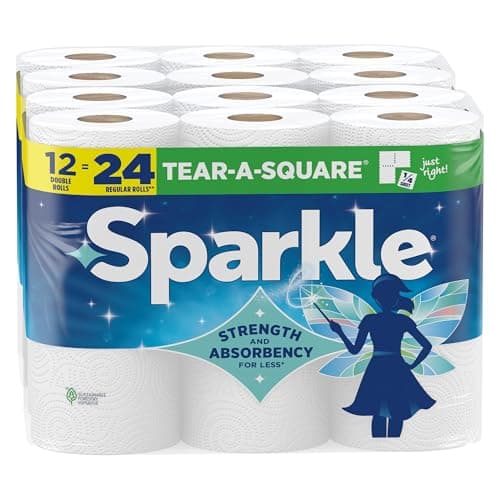 $9.97* | 12-Pk Sparkle Tear-A-Square 2-Ply Paper Towels (Double Rolls) at Amazon