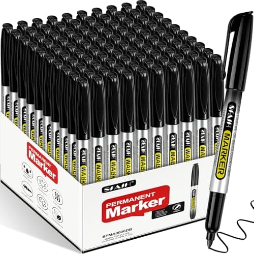 SFAIH 100 Black Permanent Markers Bulk -1s Quick Drying, Fine Point Markers for Write Mark, School, Office, Warehouse, Business, Logistics, Durable, Waterproof Ink on Paper, Plastic, Metal, Cardboard