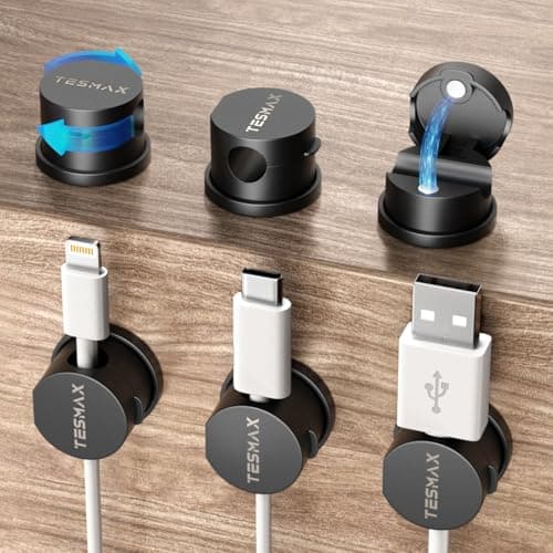 Prime: 6-pk Tesmax Magnetic 360° Rotating Cable Cord Organizer Clips (Black) $2.95 + Free S&H
