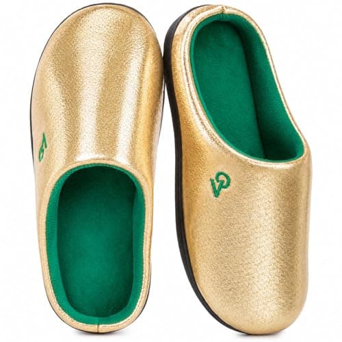 VeraCosy Men's World Soccer Festival Two-Tone Slippers Pitch Gold,11-12 US