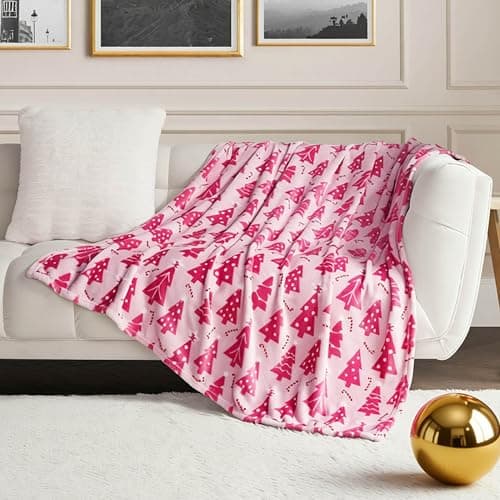 Juicy Couture Winter Snow Trees Plush 50" x 70" Throw Blanket, Pink