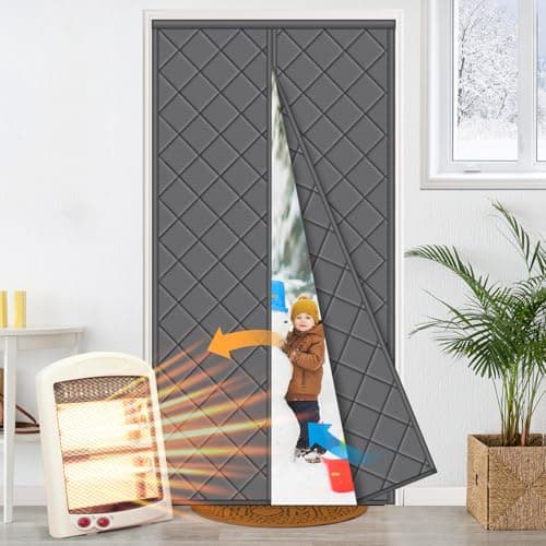 PIGETALE Magnetic Thermal Insulated Door Curtain, Weatherproof Oxford Material Door Cover for Winter/Front/Back Doors, Fit Doors Size Up to 32"x80", Insulated Doorway Curtain Partition, Self Sealing