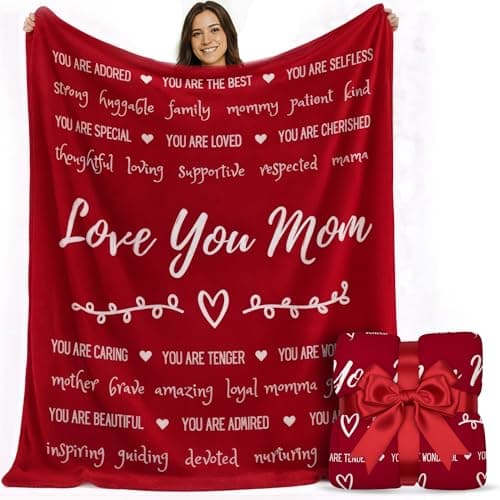 Mom Blanket 50"x60" in Gift Ready Packaging for Mother's Day | Cozy Dyed Fleece Throw Blanket by FiloEstilo - Best Mom Ever Gift for Couch or Bed | Special Present from Daughter or Son