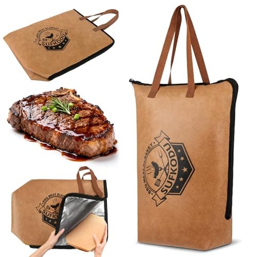 Sufkodu 21in Insulated BBQ Blanket for Resting Meat, Heavy-Duty Meat Resting Bag with Wide Mouth for Briskets, Pork, Turkey, Moisture Retention - Smoker Accessories, BBQ Gifts for Men