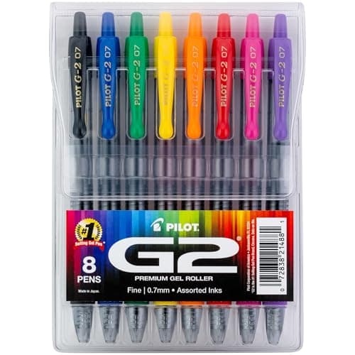 8-Pk PILOT G2 Fine Point 0.7mm Gel Roller Pens (Rainbow Colors) $10.55 or Less