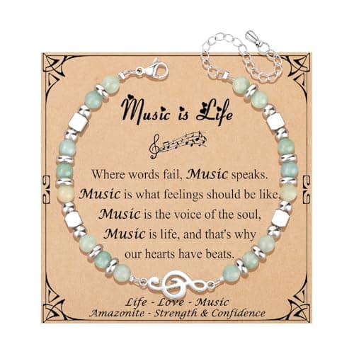 JoycuFF Music Teacher Gifts, Gifts for Music Lovers Musicians Singers, Amazonite Bracelets for Women