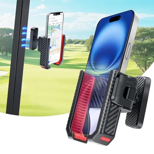 Haxmuti Magnetic Golf Cart Phone Holder, 8 N52 Strong Magnetic Base, Fits EZGO, Club Car, Yamaha, Golf Cart Phone Mount for iPhone, Samsung & Smartphones, Golf Cart Accessories for Men Women, Red