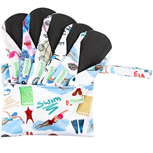 Wegreeco Reusable Menstrual Pads for Women - Soft Cloth Sanitary Pads | Panty Liners - 5 Pack, 1 Cloth Wet Bag (Medium, Dynamic)