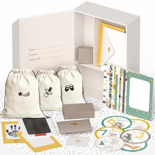 Ultimate Baby Keepsake Box for Boys & Girls - Unique New Parents Gifts for Couples - 10 Beautiful Keepsake Ideas Inside - Perfect for Expecting Parents, Baby Shower, Gift for Mom to Be - Beige