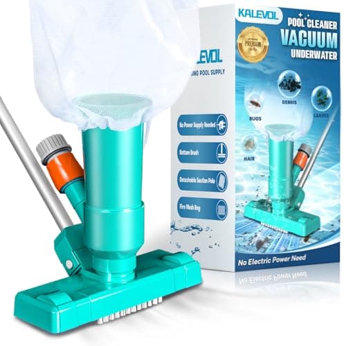 Pool Cleaner Vacuum, Pool Vacuum for Above Ground Pool with 3 Scrub Brushes, Nylon Mesh Net - Above Ground Pool Vacuum for Swimming Pool, Spa, Fountain, Pond, Hot Tub, Light Green