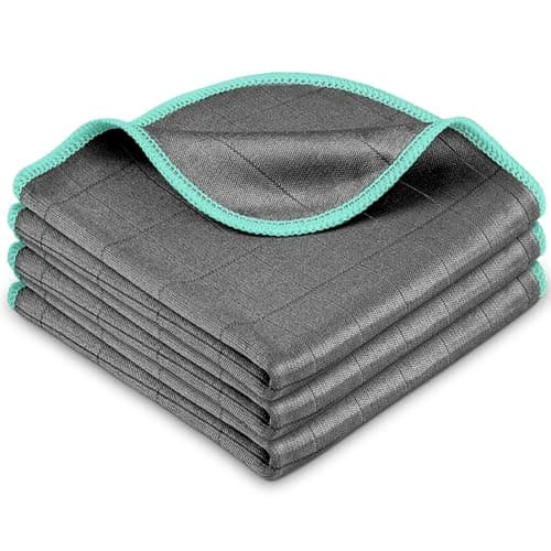 Airlab Glass Polishing Cloth Streak Free Miracle Cleaning Cloth Lint Free Microfiber Cleaning Rags for Glasses Kitchen Dish Mirrors Easy Clean, Pack of 3, 12" x 12", Grey-Green