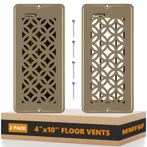 Floor Vent Covers, Floor Register 4x10, 2 Pack Adjustable Decorative Vent Covers for Home Floor, Ceiling or Sidewall Vent with Screws, Rust-Proof Heavy Duty Walkable Steel Floor Vents (4'' X 10'')