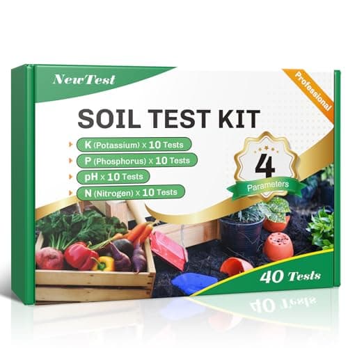 NewTest Soil Test Kit 4 Parameters: Professional Accurate 40 Tests Soil Testing Kits for Lawns Gardening Vegetable Garden for pH Nitrogen Phosphorus Potassium - Soil Tester for Garden Nutrients (40)