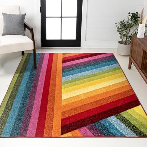 JONATHAN Y Retro Rainbow Strip...ndly, Non-Shedding (DZC102A-8)
