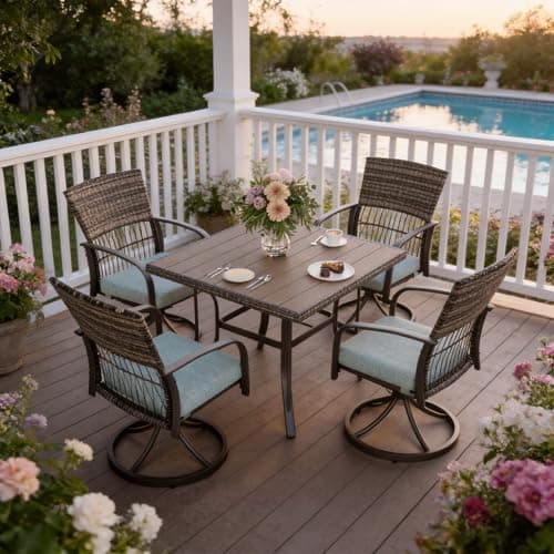 Pamapic 5-Piece Outdoor Dining...ith Removable Cushions (Green)