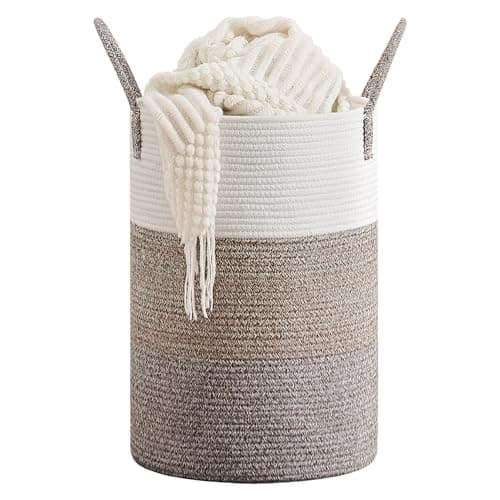 CLHMILY&Z 40L Laundry Basket Round Storage Rope Basket - 13x18 Inches - Laundry Hamper in Bedreoom and Mutil Storage Bin for Blankets, Toys, and Nursery Essentials