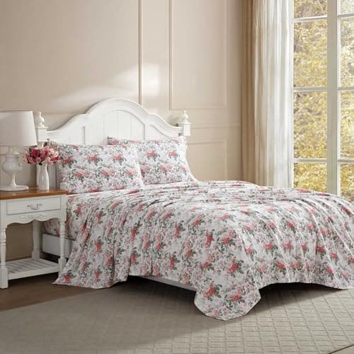 Laura Ashley - Queen Sheet Set...ed Sheet (Bettinas Blooms Red)