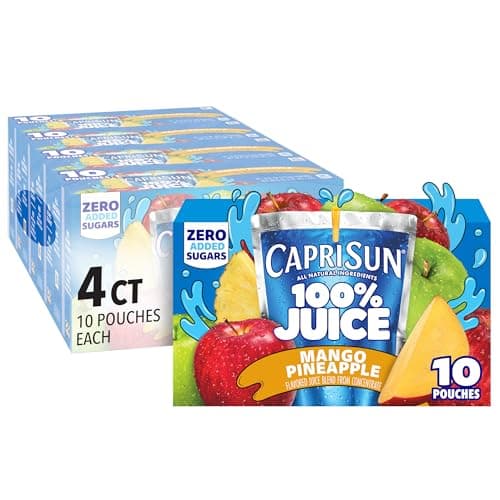 [SnS, AC] $11.27 | 4-Pack 10-Count Capri Sun Mango Pineapple Flavored 100% Juice Blend from Concentrate at Amazon