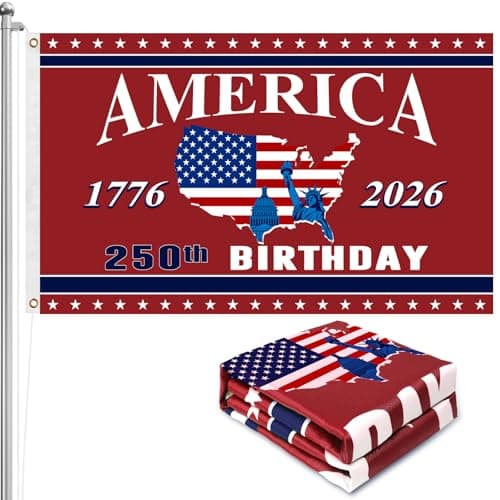 250th Anniversary American Flag - 4x6 Ft Red White and Blue Double Sided 3 Layers Patriotic Flag - 4th of July Decorations Independence Day 250th Anniversary Flag for Indoor Outdoor Decoration