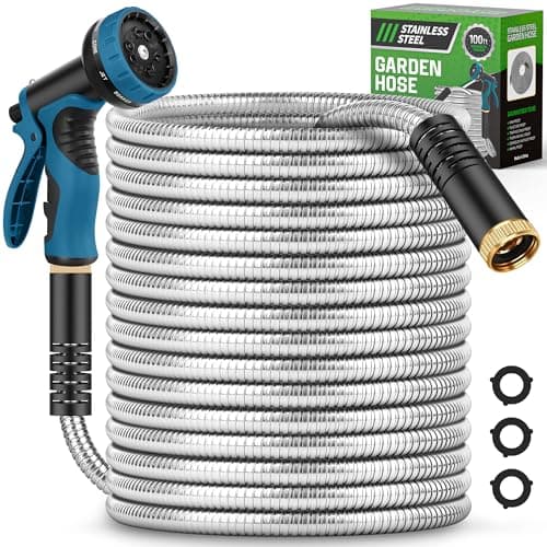 100' Advinski Stainless Steel Garden Hose w/ 10-Function Nozzle & Leak-Proof Metal Connectors (Silver) $25.79 + Free Shipping w/ Prime or on $35+