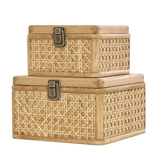 Deco 79 Rattan Handmade Decora...2 Storage Boxes 7", 6"W, Brown