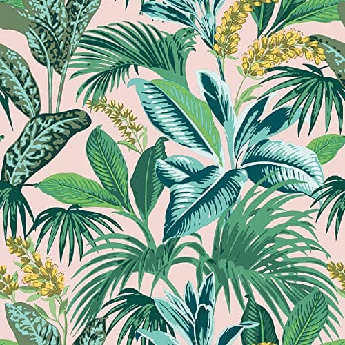 Tempaper Pink Botanical Havana... in X 16.5 ft, Made in the USA
