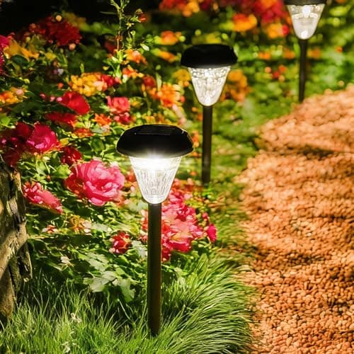 Glosola Solar Pathway Lights Outdoor 8 Pack, 2-in-1 Stake & Strap Mounted Solar Lights, IP65 Waterproof, Auto On/Off Warm White & RGB Garden Lighting for Yard, Tree, Fence, Walkway