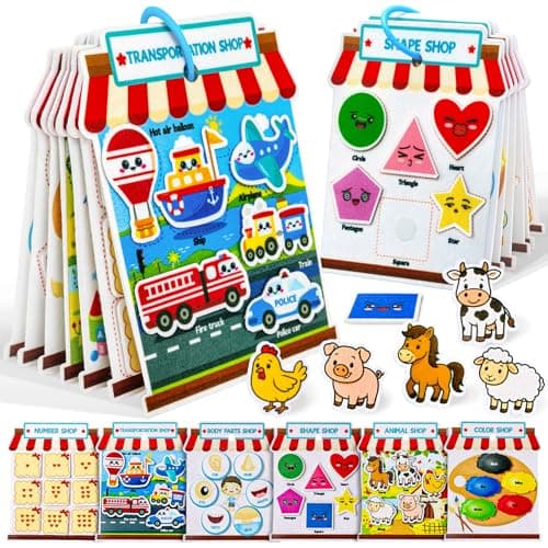 Activity Books for Toddlers 1-3, Montessori Felt Busy Book for Toddlers, Educational Sensory Toys for Baby 1+, Preschool Learning Busy Board, Color Sorting Toys for Boys and Girls Birthday Gifts