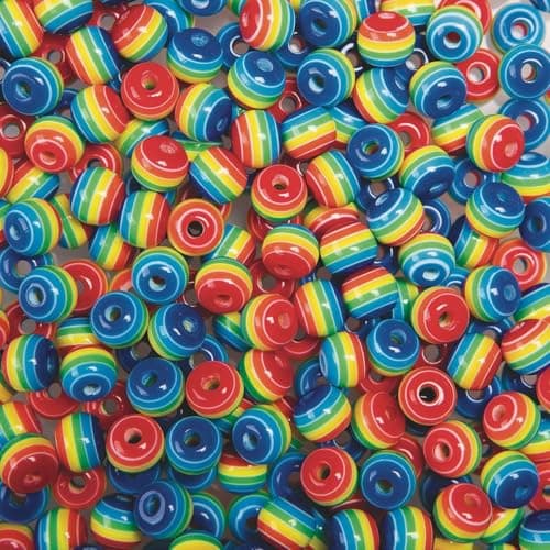 S&S Worldwide Rainbow Striped ...pprox. 750 Beads per 1/2lb Bag