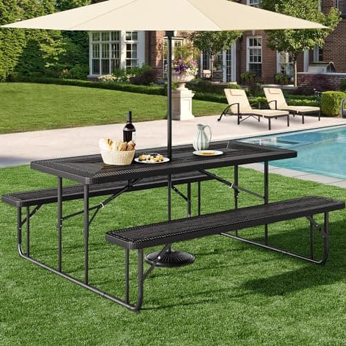 YITAHOME Folding Picnic Table ...r Yard Patio Lawn Party, Black