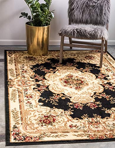 Unique Loom Versailles Collect...' 0 Rectangular, Black/ Ivory)