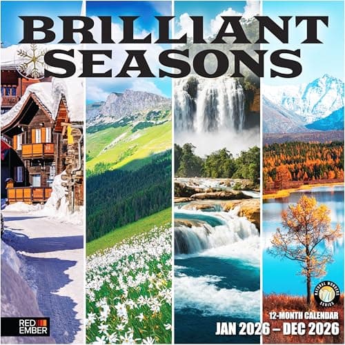 RED EMBER Brilliant Seasons 2026 Wall Calendar 12 Month | 12" x 24" Open | Thick & Sturdy Paper | Giftable | Scenic Landscapes Nature Calendar 2026
