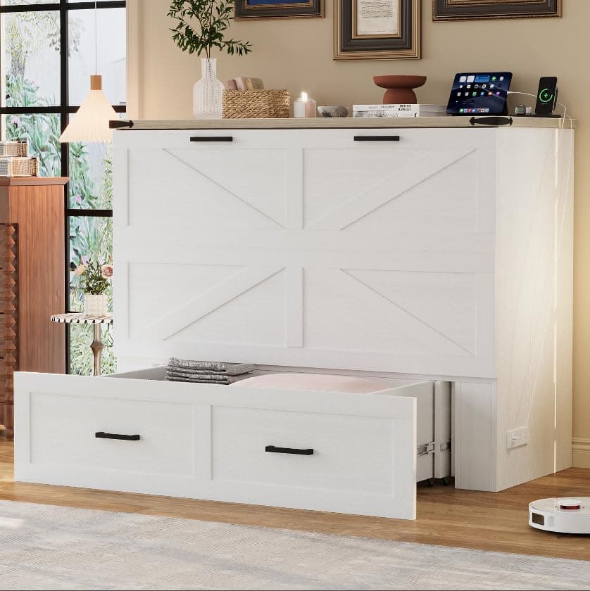 Bellemave Full Size Murphy Bed...om, Living Room, Office, White