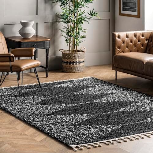 nuLOOM Bria Black Striped Power Loomed Area Rug, 10' x 14'