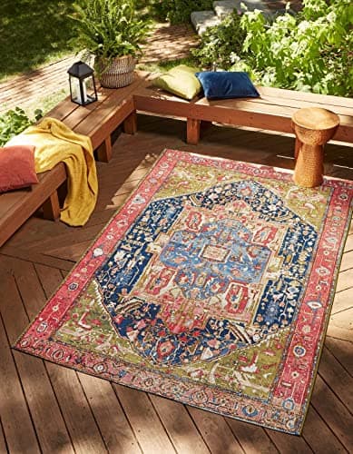 Unique Loom Outdoor Traditiona...' x 12' Rectangle, Multi/ Red)