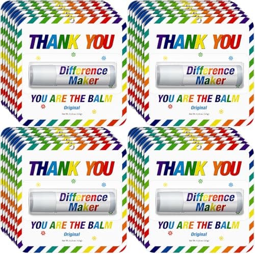 Sacubee 30 Pack Employee Teacher Appreciation Gift Bulk Lip Balm Teacher Employee Staff Team Thank You Gifts Nurse Volunteer Appreciation Party Favors for Women Men Coworker(Rainbow,Colorful)