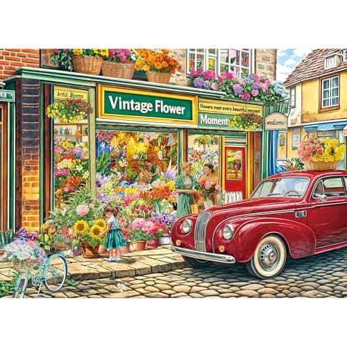 Chalzidar Puzzles for Adults 1000 Pieces,Flower Shop Jigsaw Puzzle with 1:1 HD Poster, Perfect Interlocking No Dust, Stress Relief Ideal Gift for Family Games