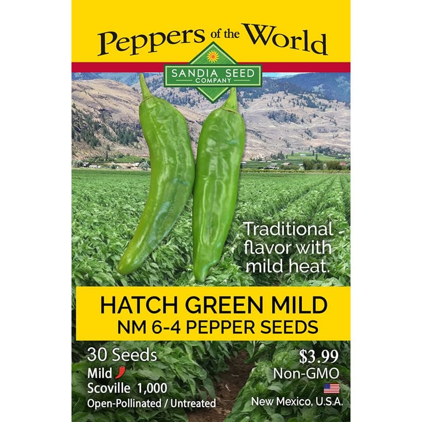 Hatch Green Mild Chile - 30 Seeds - NM-64 - Non-GMO - Open Pollinated - Untreated Seeds