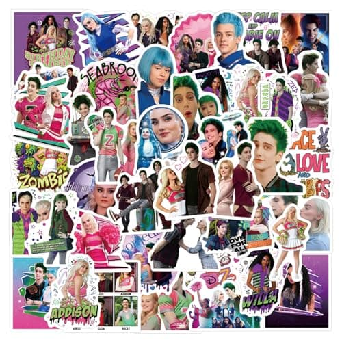 55PCS Zombie High Movie Stickers for Teens Girls Laptop Phone Guitar Luggage Water Bottles Notebook Journal Skateboard (Yellow)