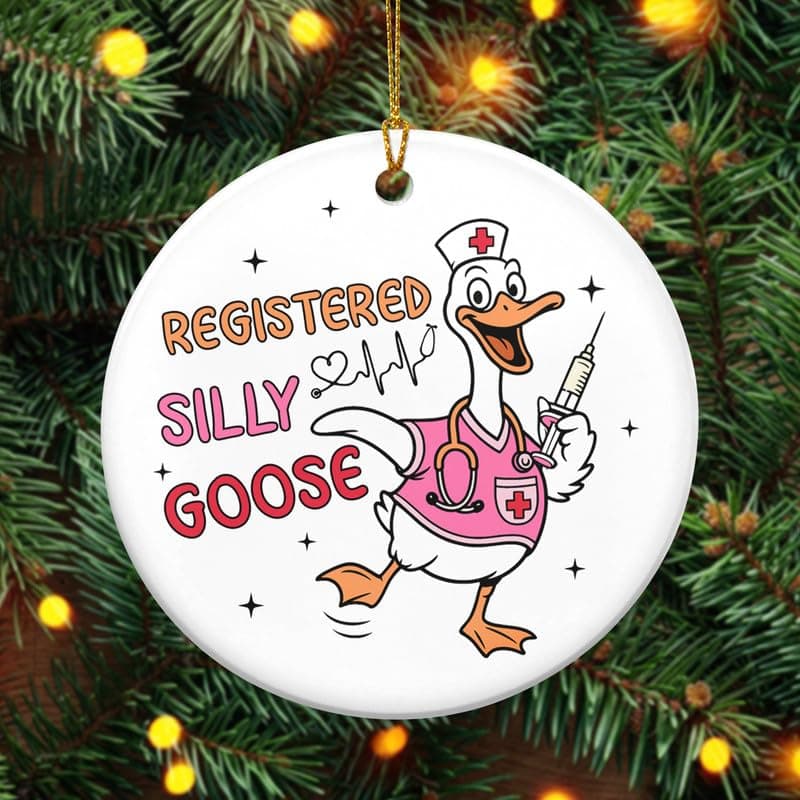 TEEZWONDER Christmas Funny Nurse Gifts for Women - Ceramic Christmas Ornaments for Tree Decorations - NICU RN LPN Nursing Gifts, Nurse Ornament 2025, Goose Gift, Gag Gift for Coworker Friends